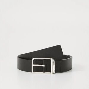 Armani Exchange Black Belt with Silver Buckle